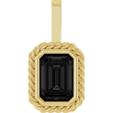 Men's 14K Gold Natural Black Onyx Emerald Bezel-Set Men's Pendant - Yellow Gold
