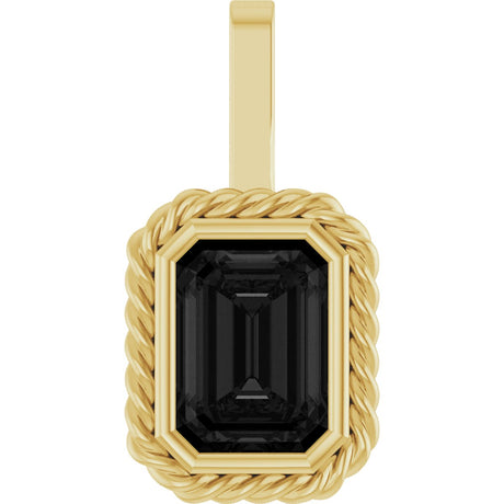 Men's 14K Gold Natural Black Onyx Emerald Bezel-Set Men's Pendant - Yellow Gold