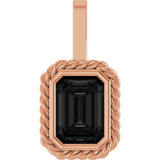 Men's 14K Gold Natural Black Onyx Emerald Bezel-Set Men's Pendant - Rose Gold