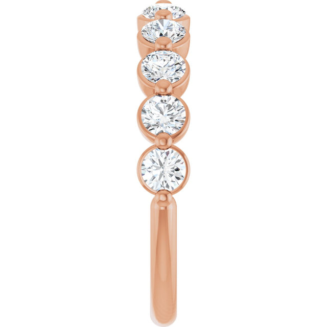 14K Gold Natural Diamond Shared-Prong Anniversary Band – 5/8–9/10 CTW - Rose Gold - view 4