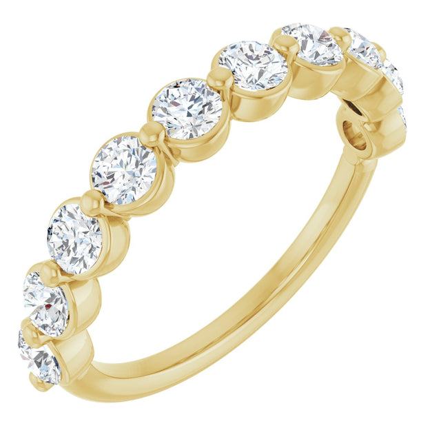 14K Gold Natural Diamond Shared-Prong Anniversary Band – 5/8–9/10 CTW - Yellow Gold