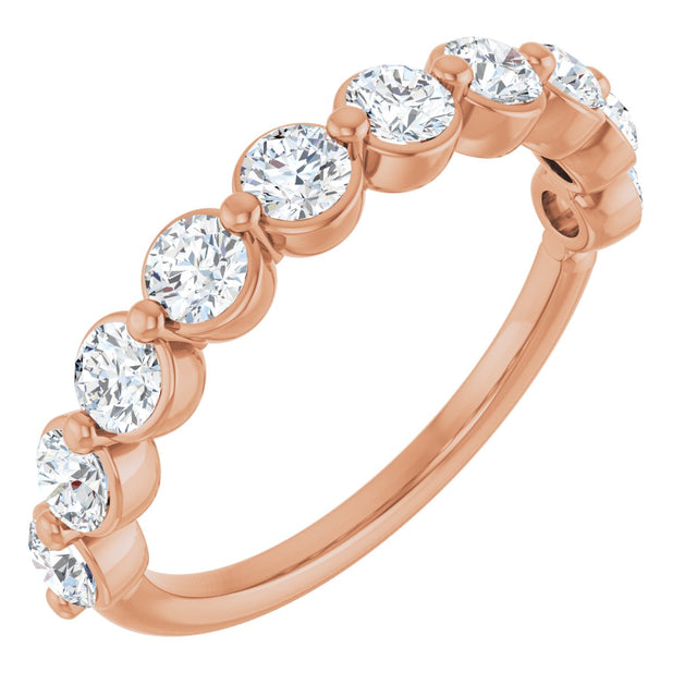 14K Gold Natural Diamond Shared-Prong Anniversary Band – 5/8–9/10 CTW - Rose Gold