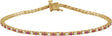 14K Gold Round Natural Ruby & Natural Diamond Line Bracelet - Yellow Gold