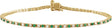 14K Gold Round Natural Emerald & Natural Diamond Line Bracelet - Yellow Gold