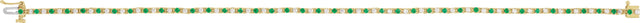 14K Gold Round Natural Emerald & Natural Diamond Line Bracelet - Yellow Gold - view 3
