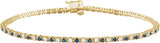 14K Gold Round Natural Blue Sapphire & Natural Diamond Line Bracelet - Yellow Gold