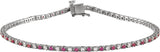 14K Gold Round Natural Ruby & Natural Diamond Line Bracelet - White Gold