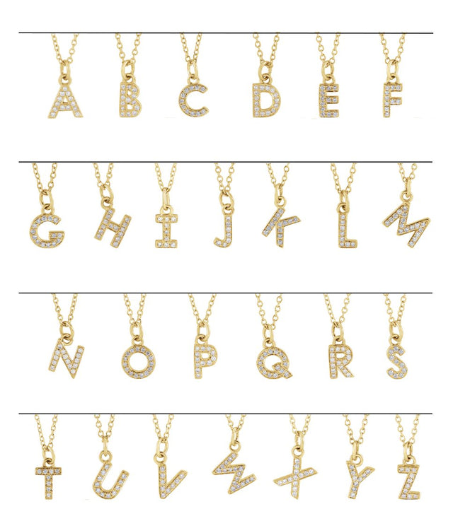 14K Gold Round Natural Diamond Petite Initial Necklace - Rose Gold - view 2