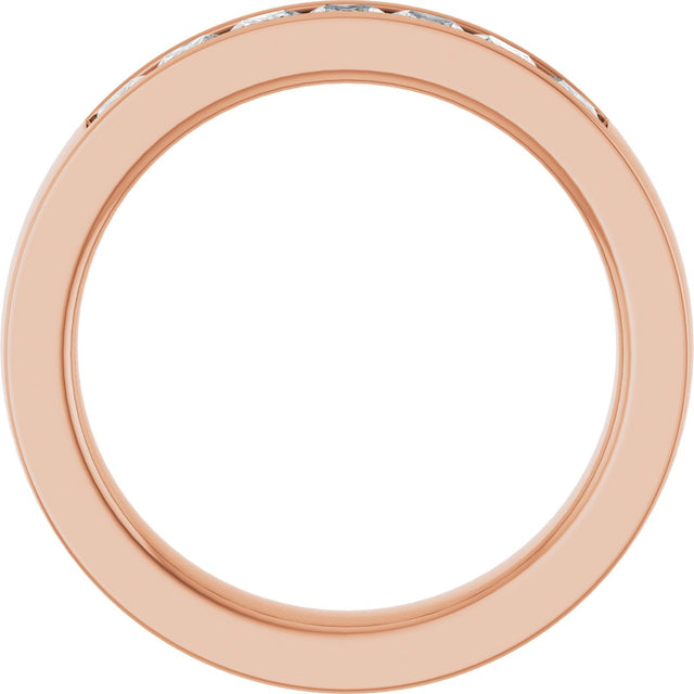 14K Gold Lab-Grown Diamond Channel-Set Seven-Stone Band - Rose Gold - view 7