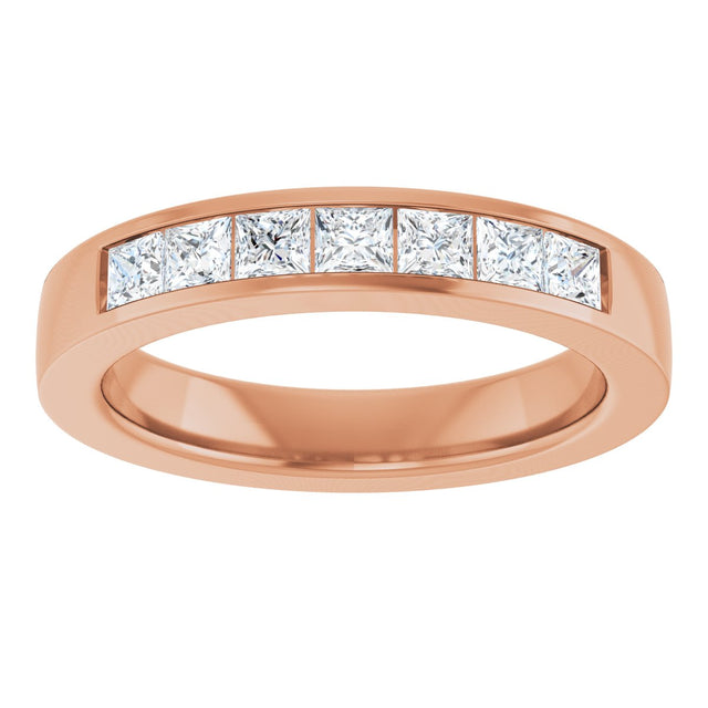 14K Gold Lab-Grown Diamond Channel-Set Seven-Stone Band - Rose Gold - view 8