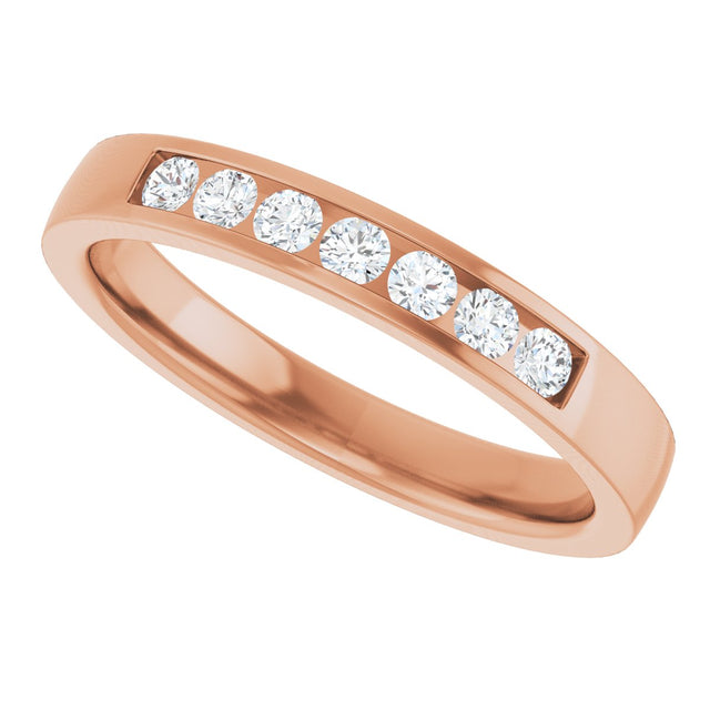 14K Gold Lab-Grown Diamond Channel-Set Seven-Stone Band - Rose Gold - view 10