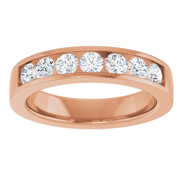 14K Gold Lab-Grown Diamond Channel-Set Seven-Stone Band - Rose Gold - view 8