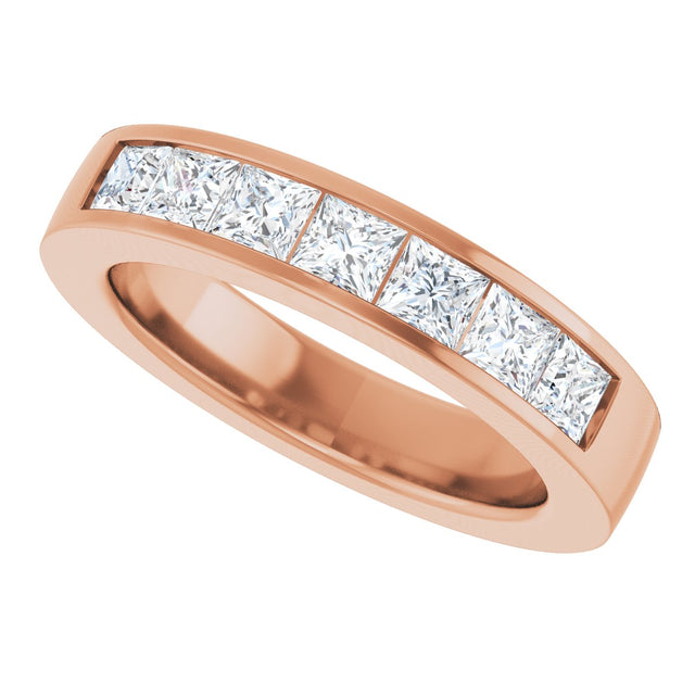 14K Gold Lab-Grown Diamond Channel-Set Seven-Stone Band - Rose Gold - view 10