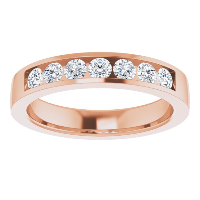 14K Gold Lab-Grown Diamond Channel-Set Seven-Stone Band - Rose Gold - view 8