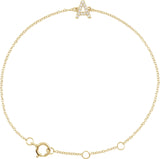 14K Gold Round Natural Diamond Initial Bracelet - Yellow Gold