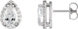 Platinum Lab-Grown Moissanite Pear 4-Prong Halo-Style Low Stud Earring
