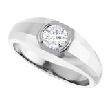 Platinum Lab-Grown Diamond Beveled-Edge Bezel-Set Band - view 5