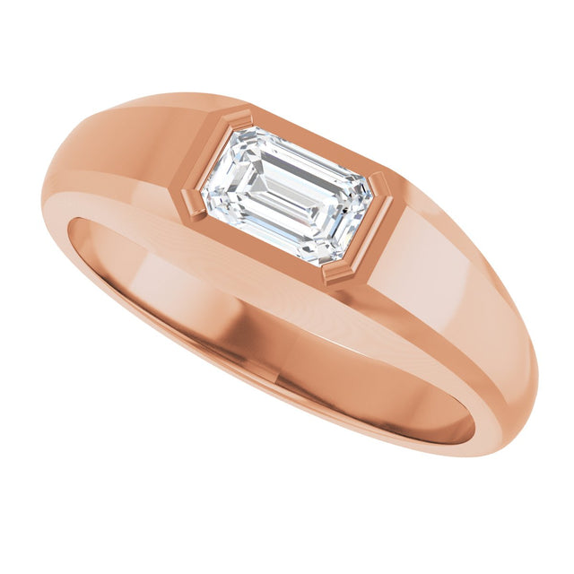 14K Gold Lab-Grown Diamond Beveled-Edge Bezel-Set Band - Rose Gold - view 5