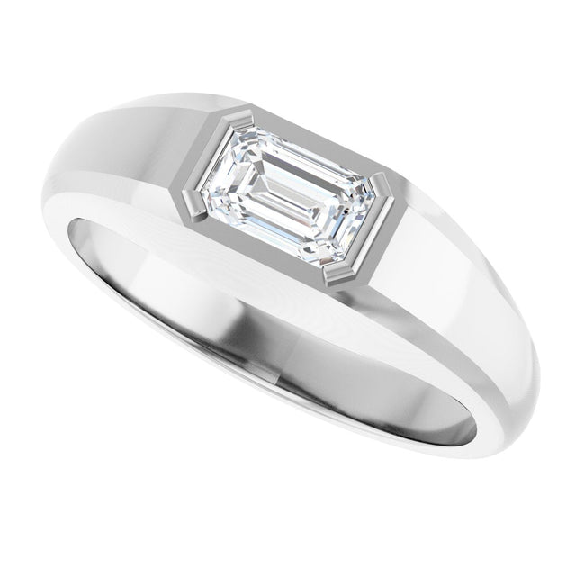14K Gold Lab-Grown Diamond Beveled-Edge Bezel-Set Band - White Gold - view 5
