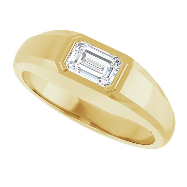 14K Gold Lab-Grown Diamond Beveled-Edge Bezel-Set Band - Yellow Gold - view 5