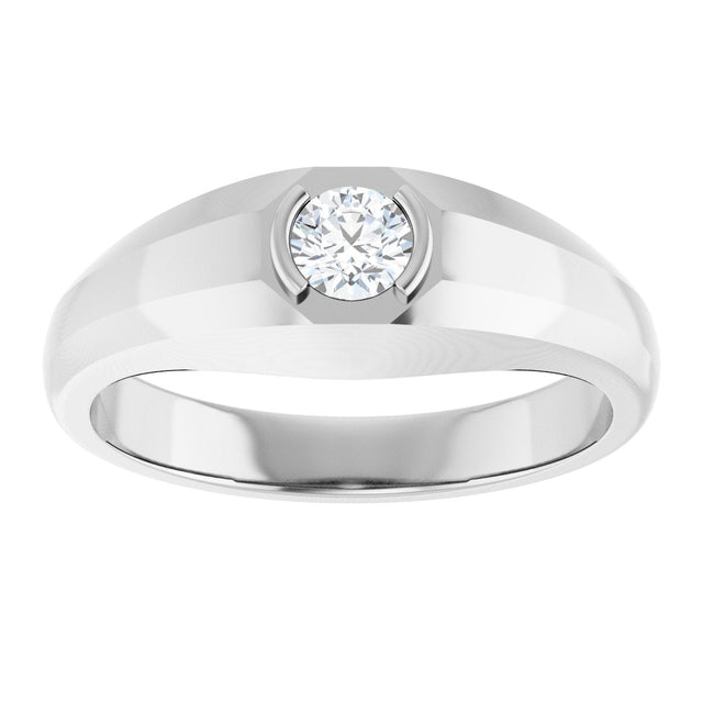 Platinum Lab-Grown Diamond Beveled-Edge Bezel-Set Band - view 3
