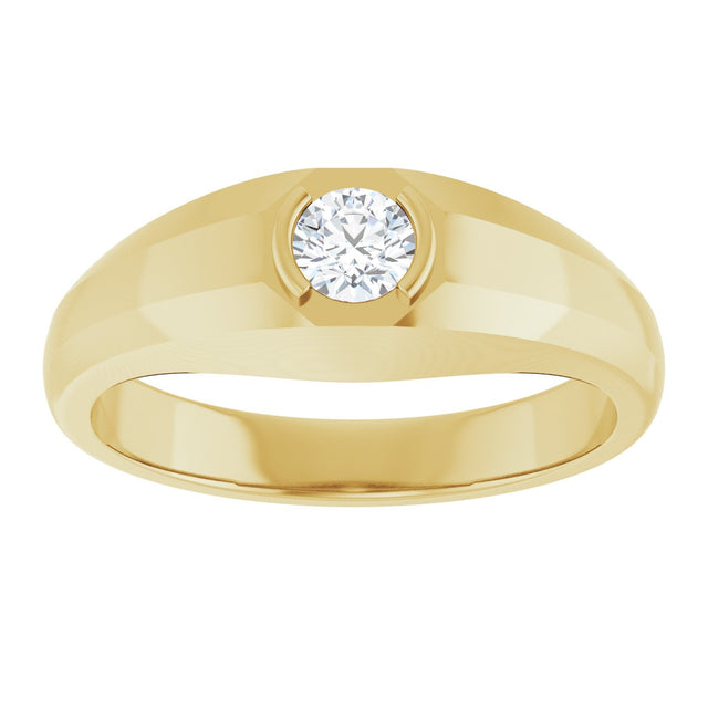 14K Gold Lab-Grown Diamond Beveled-Edge Bezel-Set Band - Yellow Gold - view 3