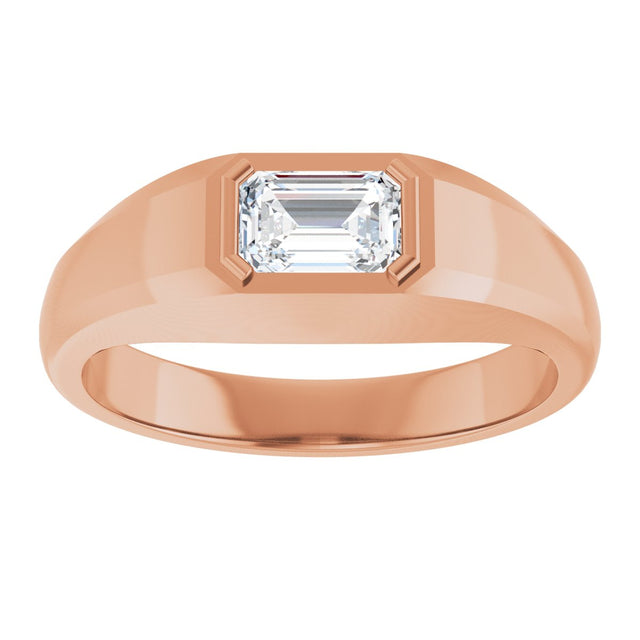 14K Gold Lab-Grown Diamond Beveled-Edge Bezel-Set Band - Rose Gold - view 3