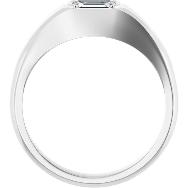 14K Gold Lab-Grown Diamond Beveled-Edge Bezel-Set Band - White Gold - view 2