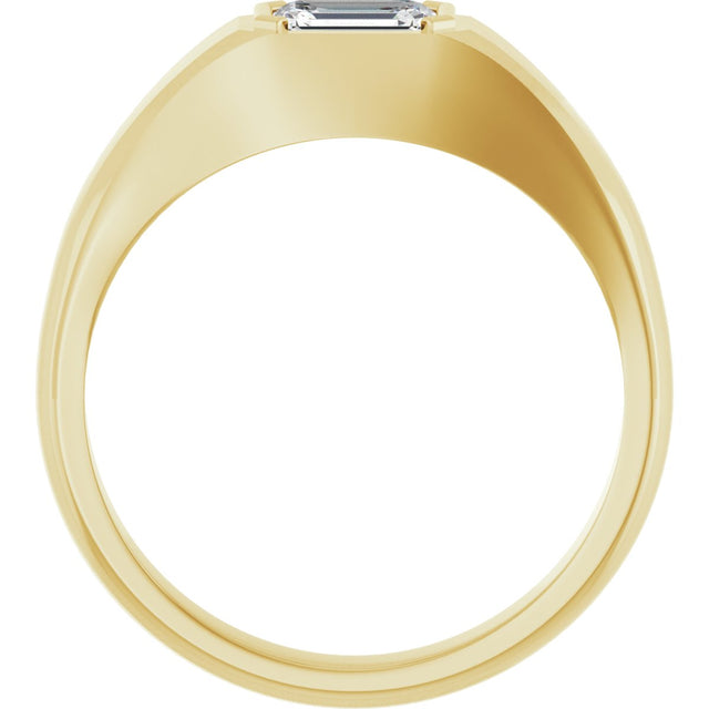 14K Gold Lab-Grown Diamond Beveled-Edge Bezel-Set Band - Yellow Gold - view 2