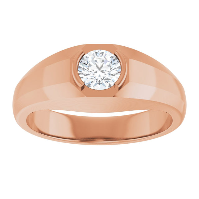 14K Gold Lab-Grown Diamond Beveled-Edge Bezel-Set Band - Rose Gold - view 3