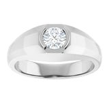 14K Gold Lab-Grown Diamond Beveled-Edge Bezel-Set Band - White Gold - view 3