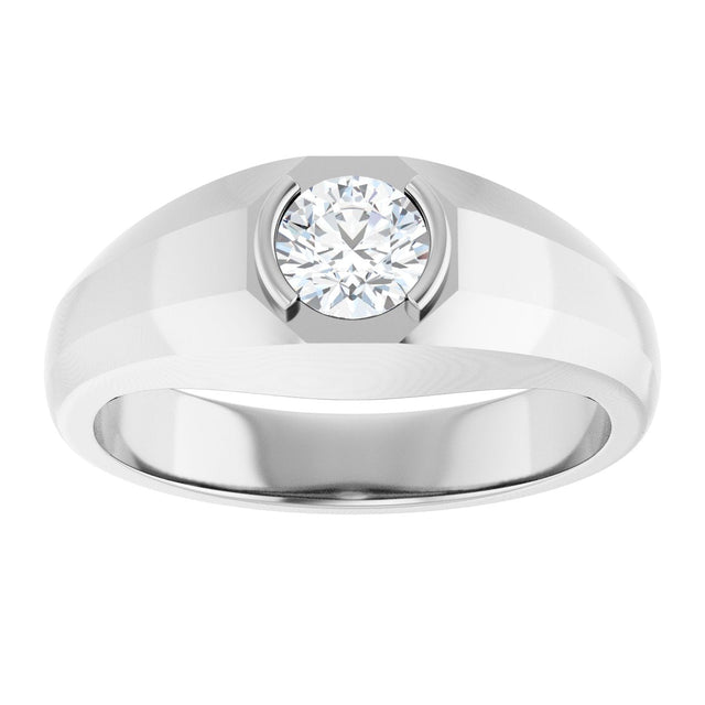 14K Gold Lab-Grown Diamond Beveled-Edge Bezel-Set Band - White Gold - view 3