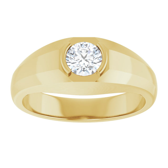 14K Gold Lab-Grown Diamond Beveled-Edge Bezel-Set Band - Yellow Gold - view 3