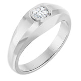 14K Gold Natural Diamond Beveled-Edge Bezel-Set Band – 1/4–3/8 CTW - White Gold