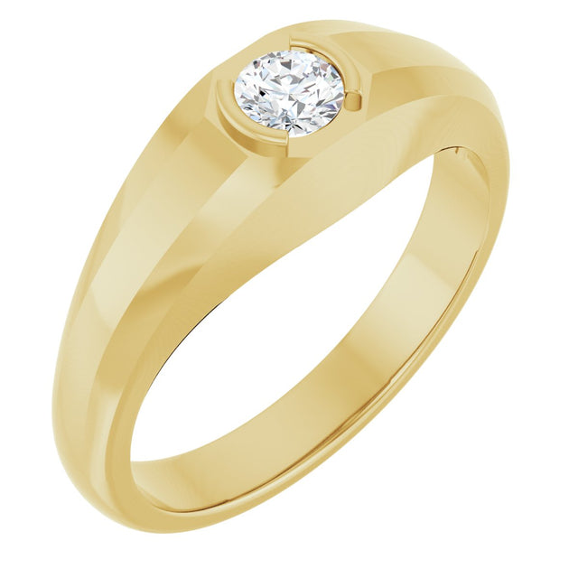 14K Gold Lab-Grown Diamond Beveled-Edge Bezel-Set Band - Yellow Gold