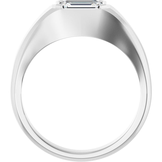 14K Gold Lab-Grown Diamond Beveled-Edge Bezel-Set Band - White Gold - view 2