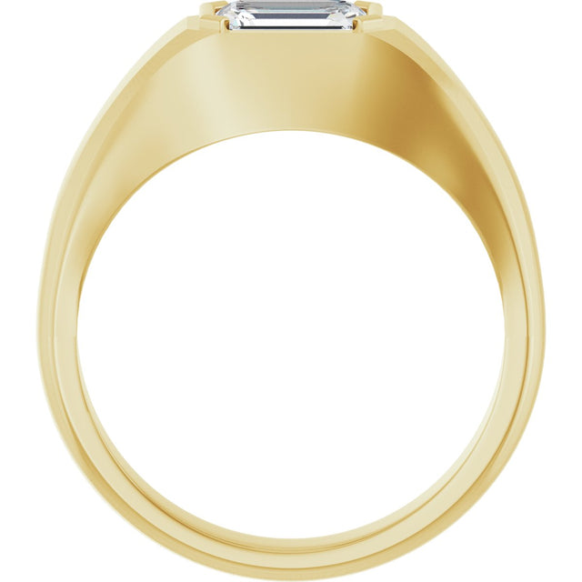 14K Gold Lab-Grown Diamond Beveled-Edge Bezel-Set Band - Yellow Gold - view 2