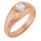 14K Gold Lab-Grown Diamond Beveled-Edge Bezel-Set Band - Rose Gold