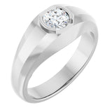 14K Gold Lab-Grown Diamond Beveled-Edge Bezel-Set Band - White Gold