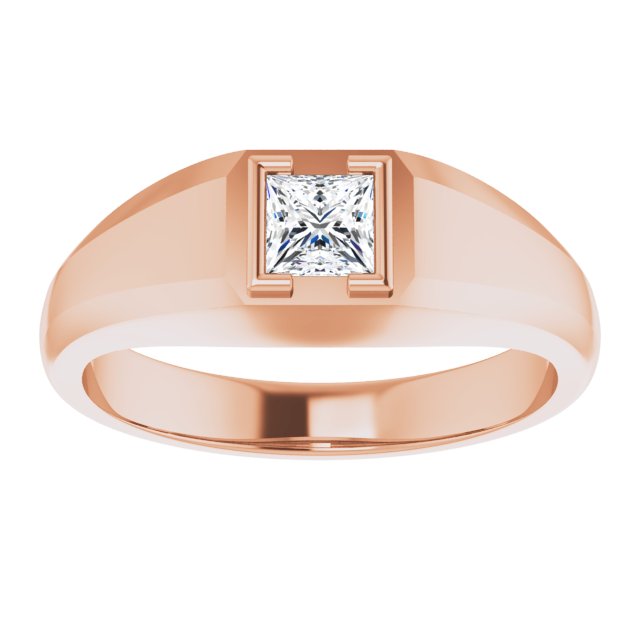 14K Gold Lab-Grown Diamond Beveled-Edge Bezel-Set Band - Rose Gold - view 3