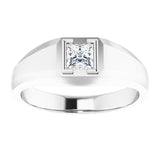 14K Gold Lab-Grown Diamond Beveled-Edge Bezel-Set Band - White Gold - view 3