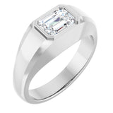 14K Gold Lab-Grown Diamond Beveled-Edge Bezel-Set Band - White Gold