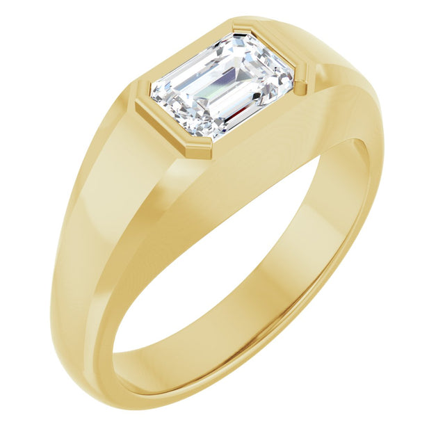 14K Gold Lab-Grown Diamond Beveled-Edge Bezel-Set Band - Yellow Gold