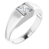 14K Gold Lab-Grown Diamond Beveled-Edge Bezel-Set Band - White Gold