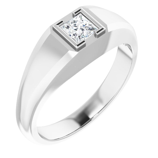 14K Gold Lab-Grown Diamond Beveled-Edge Bezel-Set Band - White Gold