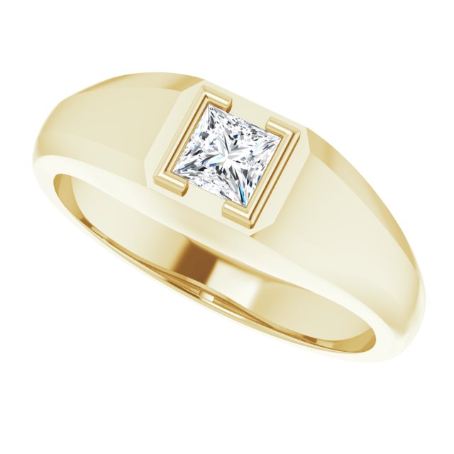 14K Gold Lab-Grown Diamond Beveled-Edge Bezel-Set Band - Yellow Gold - view 5