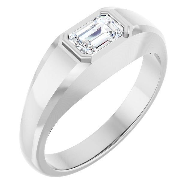 Platinum Lab-Grown Diamond Beveled-Edge Bezel-Set Band