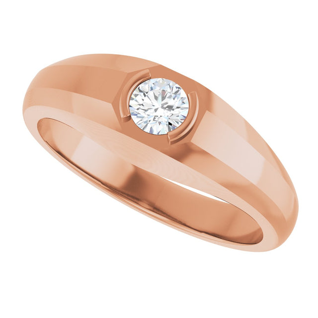 14K Gold Natural Diamond Beveled-Edge Bezel-Set Band – 1/4–3/8 CTW - Rose Gold - view 5