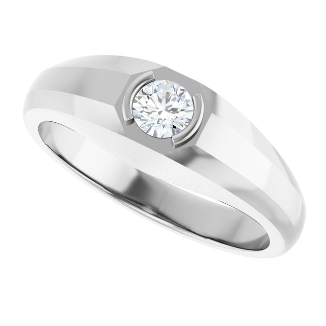 14K Gold Natural Diamond Beveled-Edge Bezel-Set Band – 1/4–3/8 CTW - White Gold - view 5