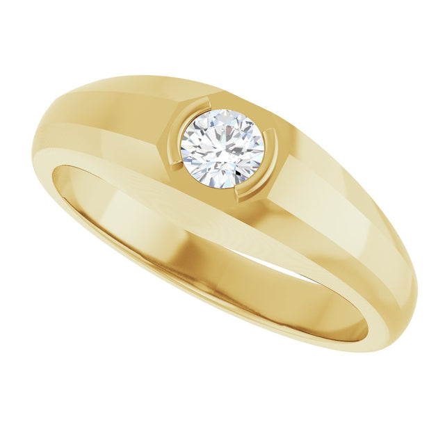 14K Gold Lab-Grown Diamond Beveled-Edge Bezel-Set Band - Yellow Gold - view 5